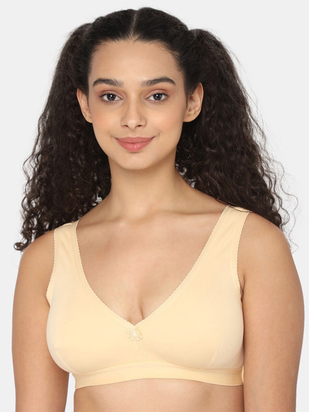 

intimacy LINGERIE Non-Padded Teenager Cotton Plunge Bra With All Day Comfort, Cream