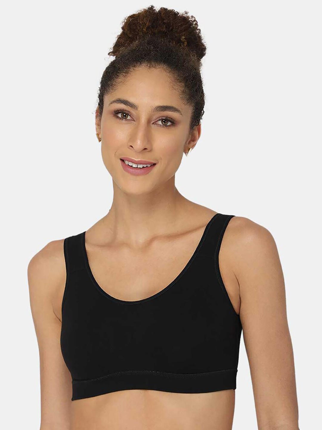 

intimacy LINGERIE Solid Cotton Sports Workout Bra - Full Coverage, Black