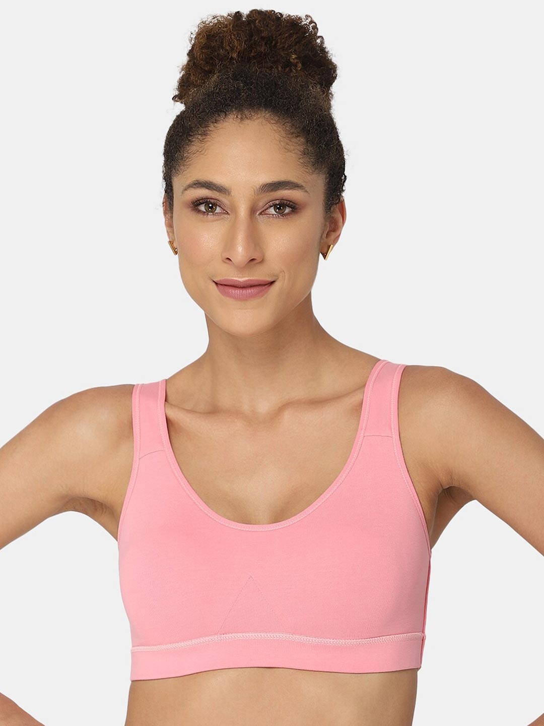 

intimacy LINGERIE Full Coverage Non Padded Cotton Workout Bra With Moisture Wicking, Pink