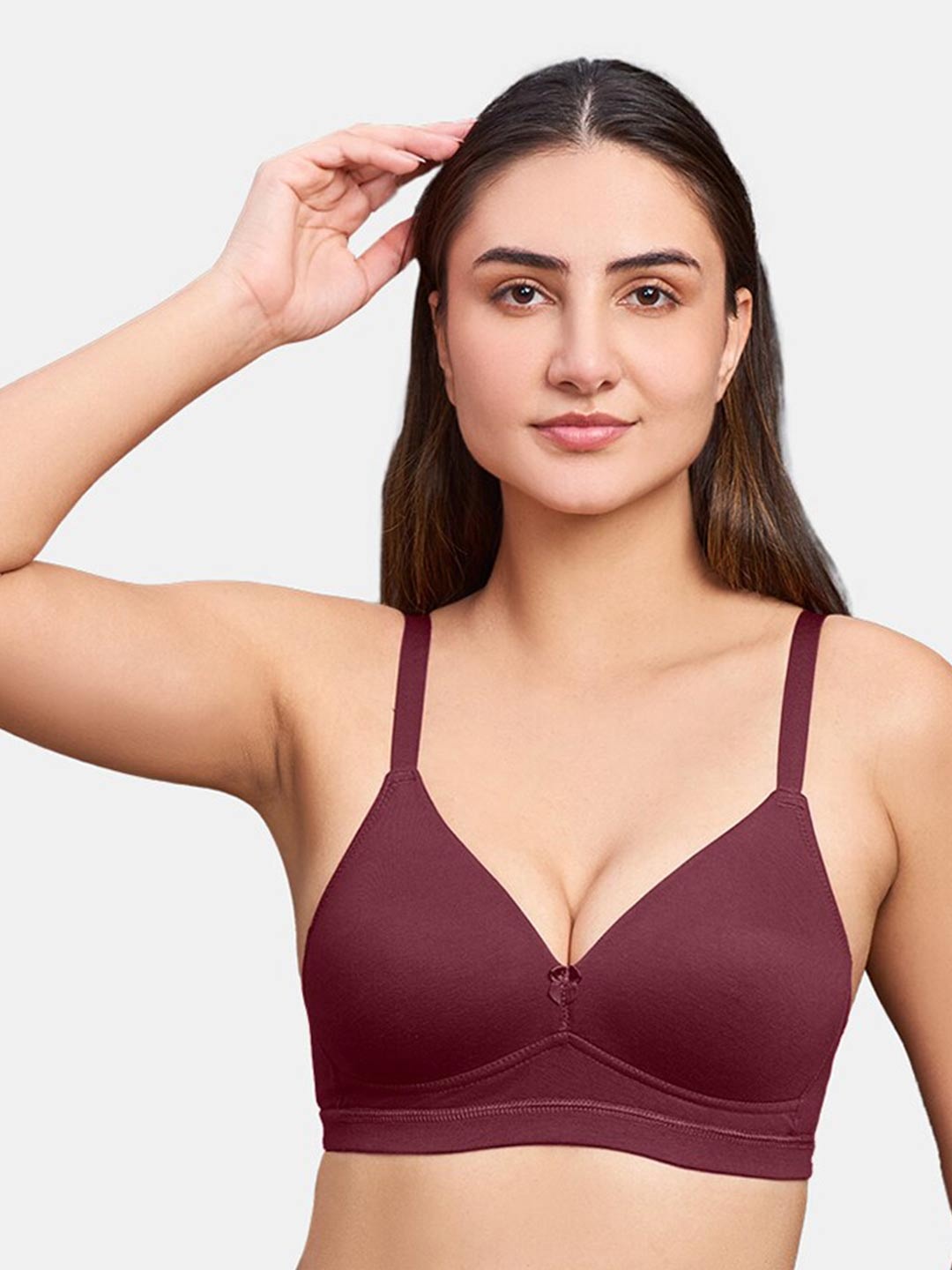 

intimacy LINGERIE Full Coverage Non Padded Cotton Everyday Bra With All Day Comfort, Burgundy