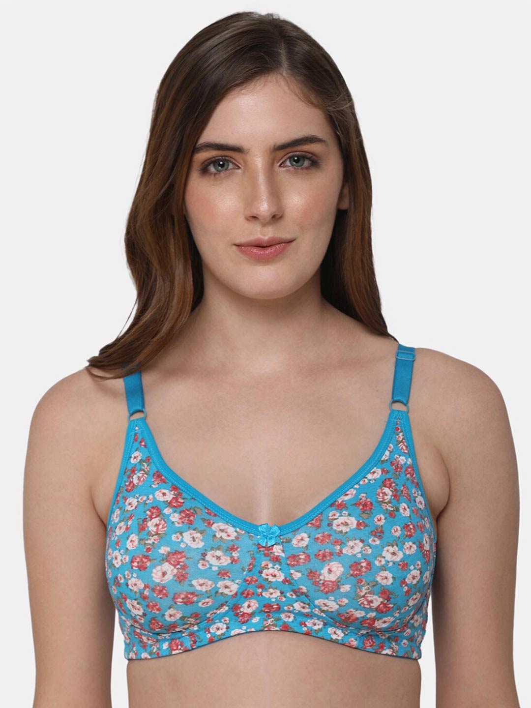 

intimacy LINGERIE Floral Printed Full Coverage Everyday Cotton Bra With Side Shaper, Blue