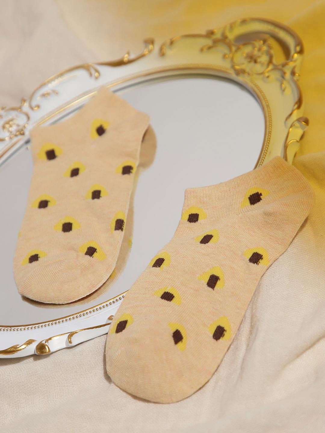 

LULU & SKY Printed Ankle Length Socks, Yellow