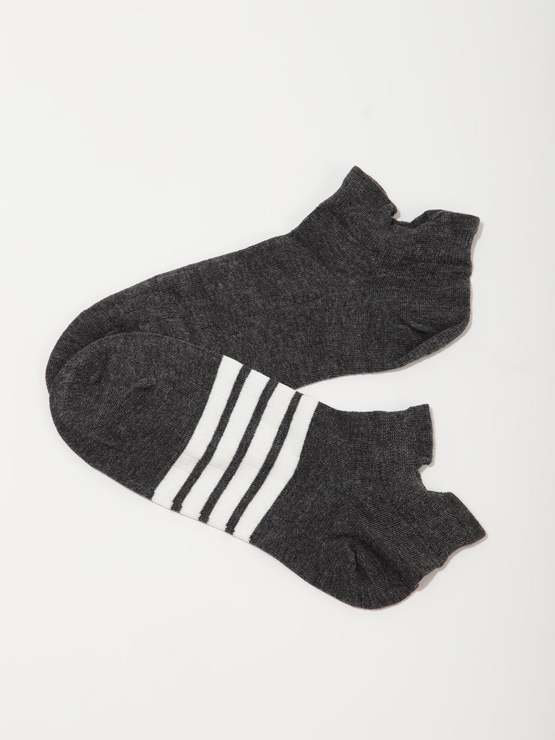 

LULU & SKY Women Striped Ankle Length Socks, Grey
