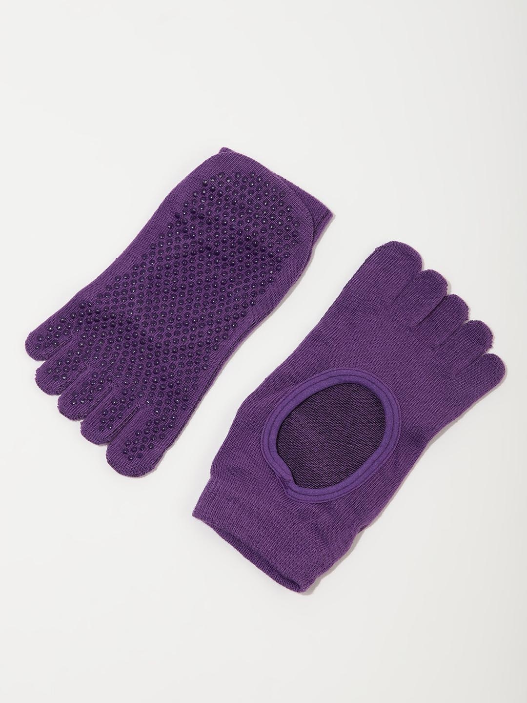

LULU & SKY Cut Out Gripped Yoga Socks, Purple