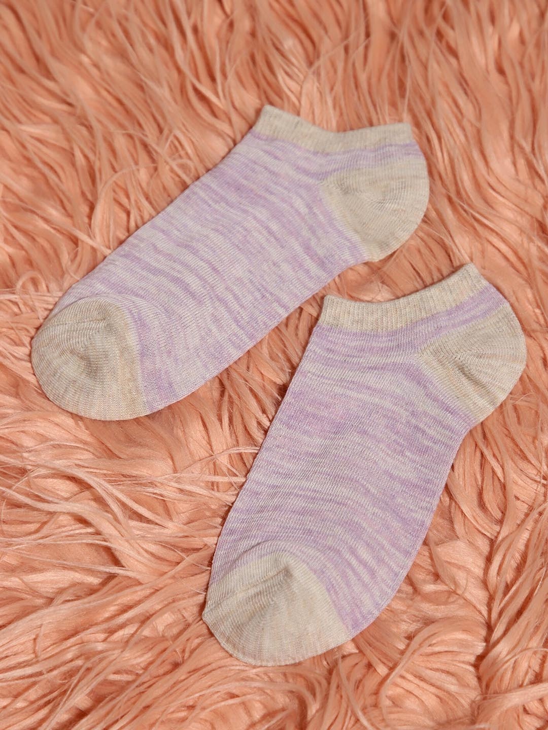 

LULU & SKY Striped Ankle-Length Socks, Purple