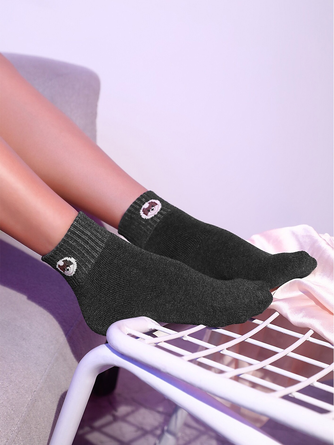 

LULU & SKY Ankle Length Socks, Grey