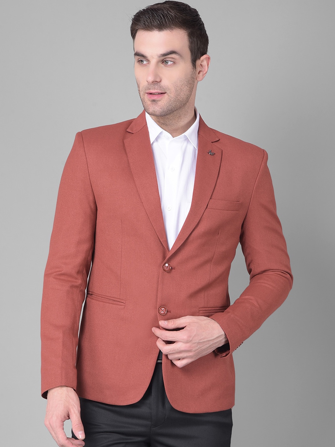 

Canary London Slim-Fit Single Breasted Woolen Blazer, Rust