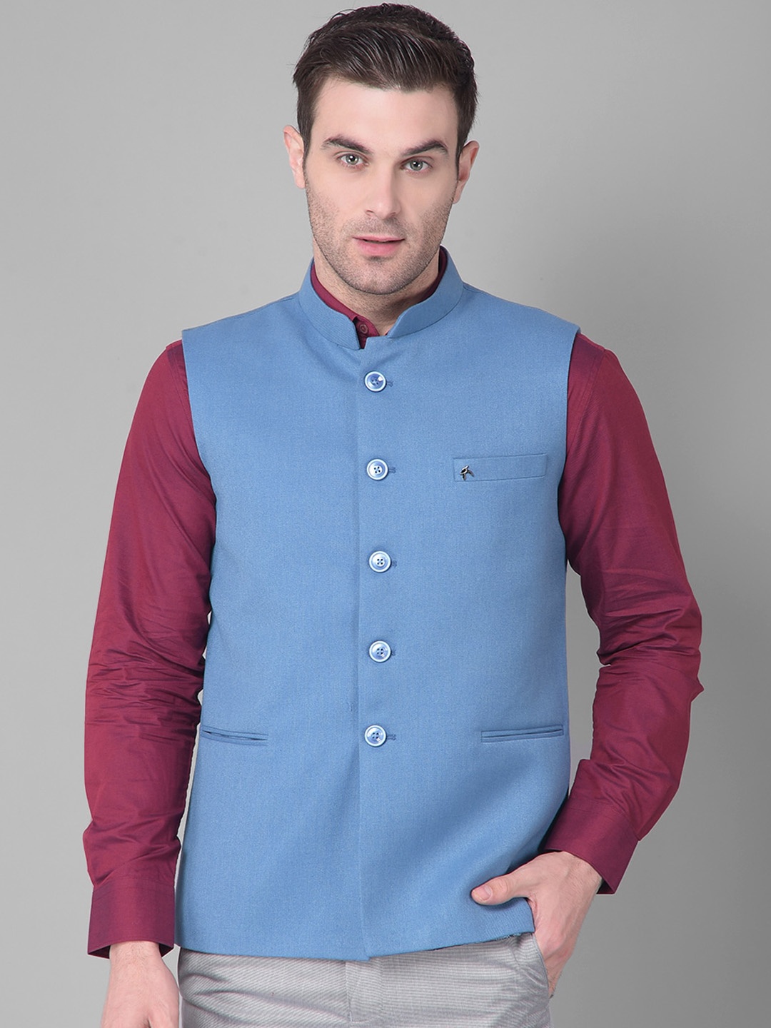 

Canary London Slim Fit Nehru Jacket, Blue