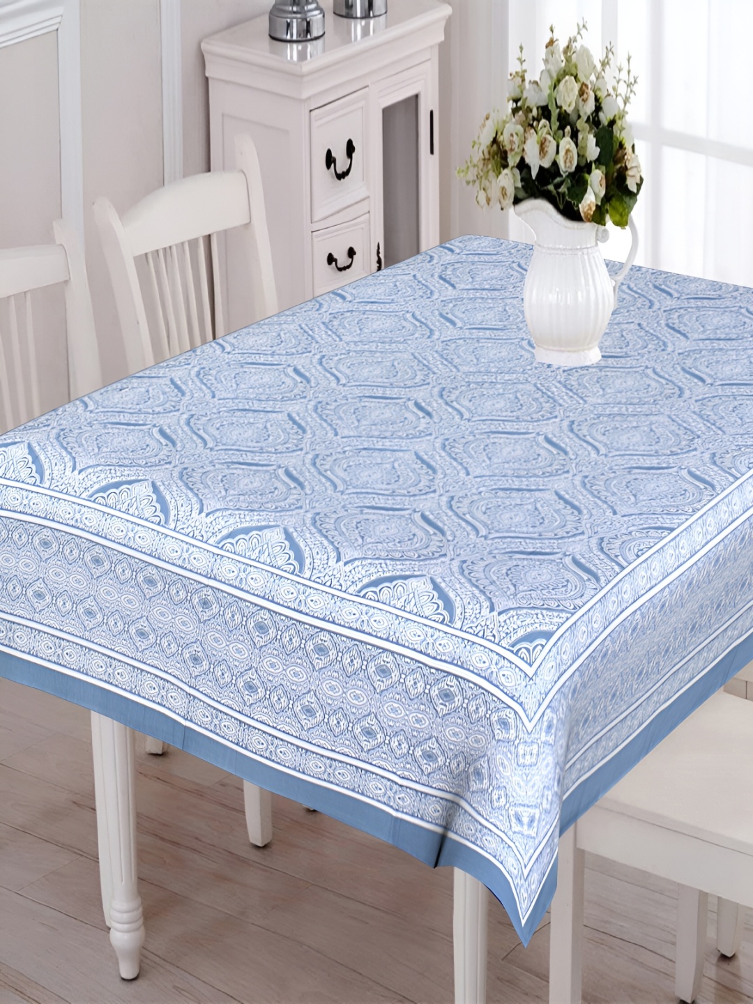 

Texstylers Blue Anti-Slip Cotton 6-Seater Table Cover