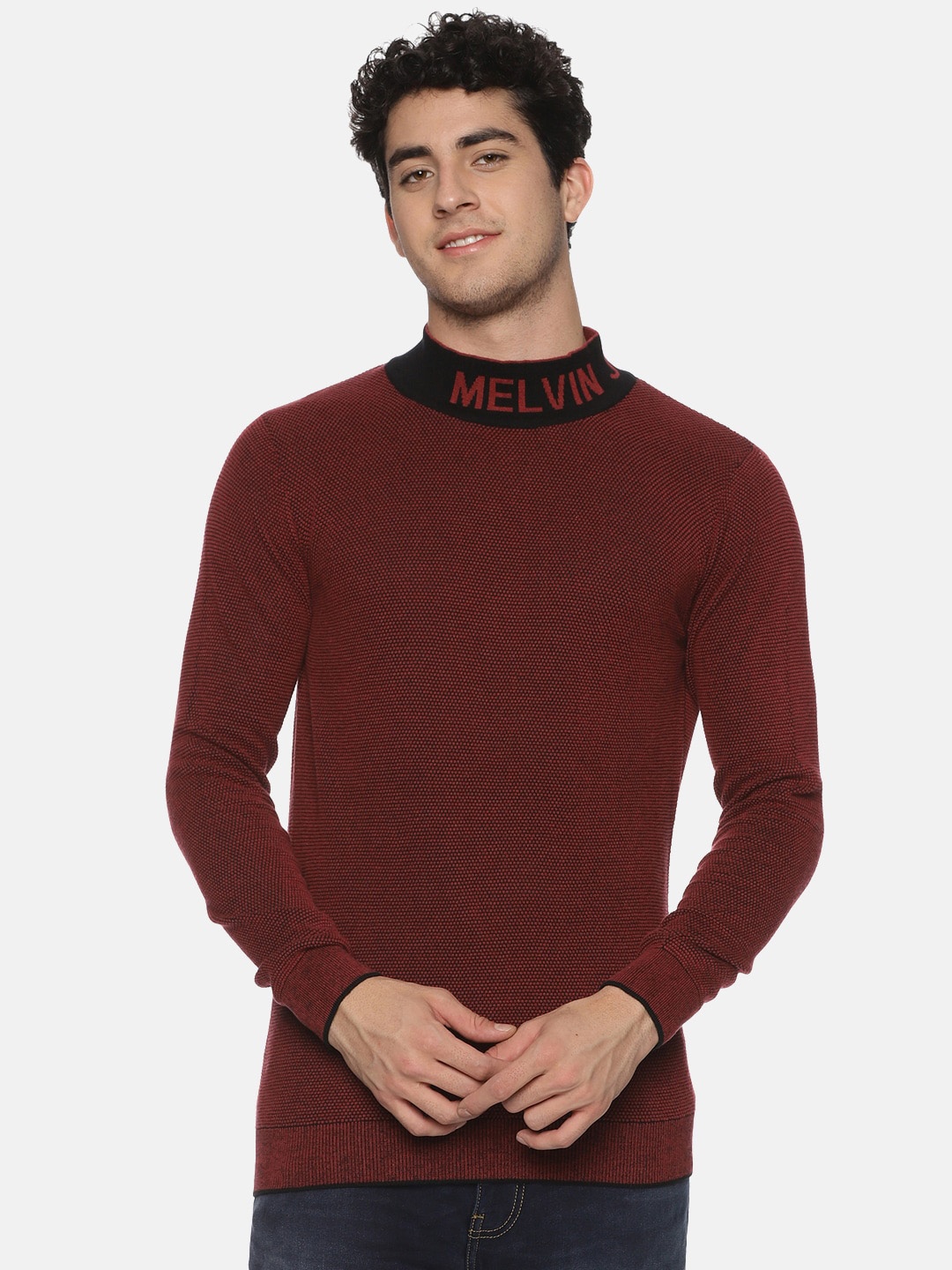 

Melvin Jones Mock Collar Pure Cotton Sweatshirt, Burgundy