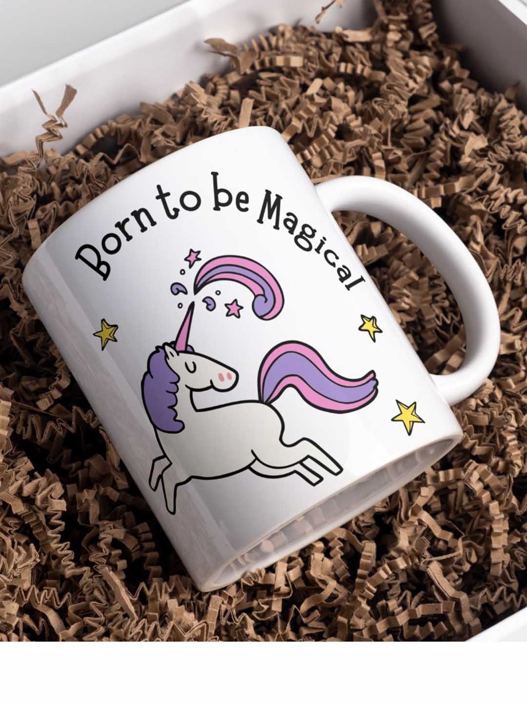 

Home Decor Expert White & Purple Printed Ceramic Glossy Mugs Set of Cups and Mugs 300 ml