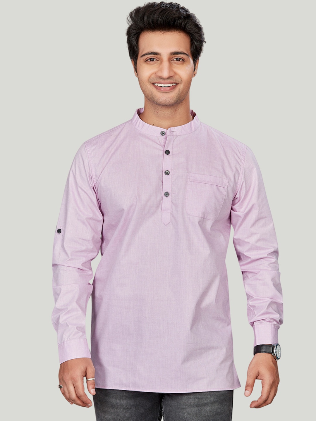 

Authentics Cotton Self Textured Short Kurta, Lavender