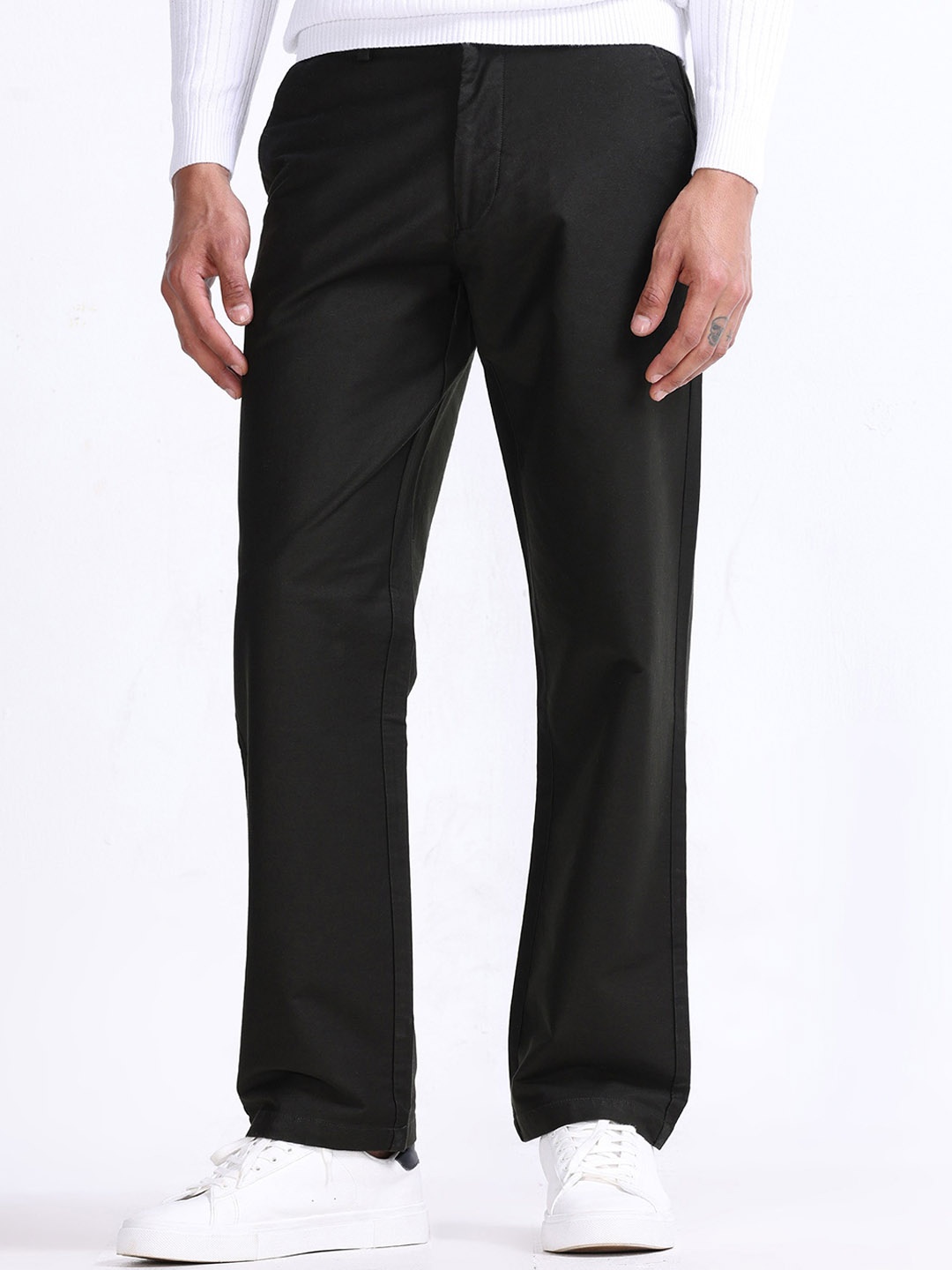 

Tailoraedge Men Relaxed Loose Fit Chinos, Black