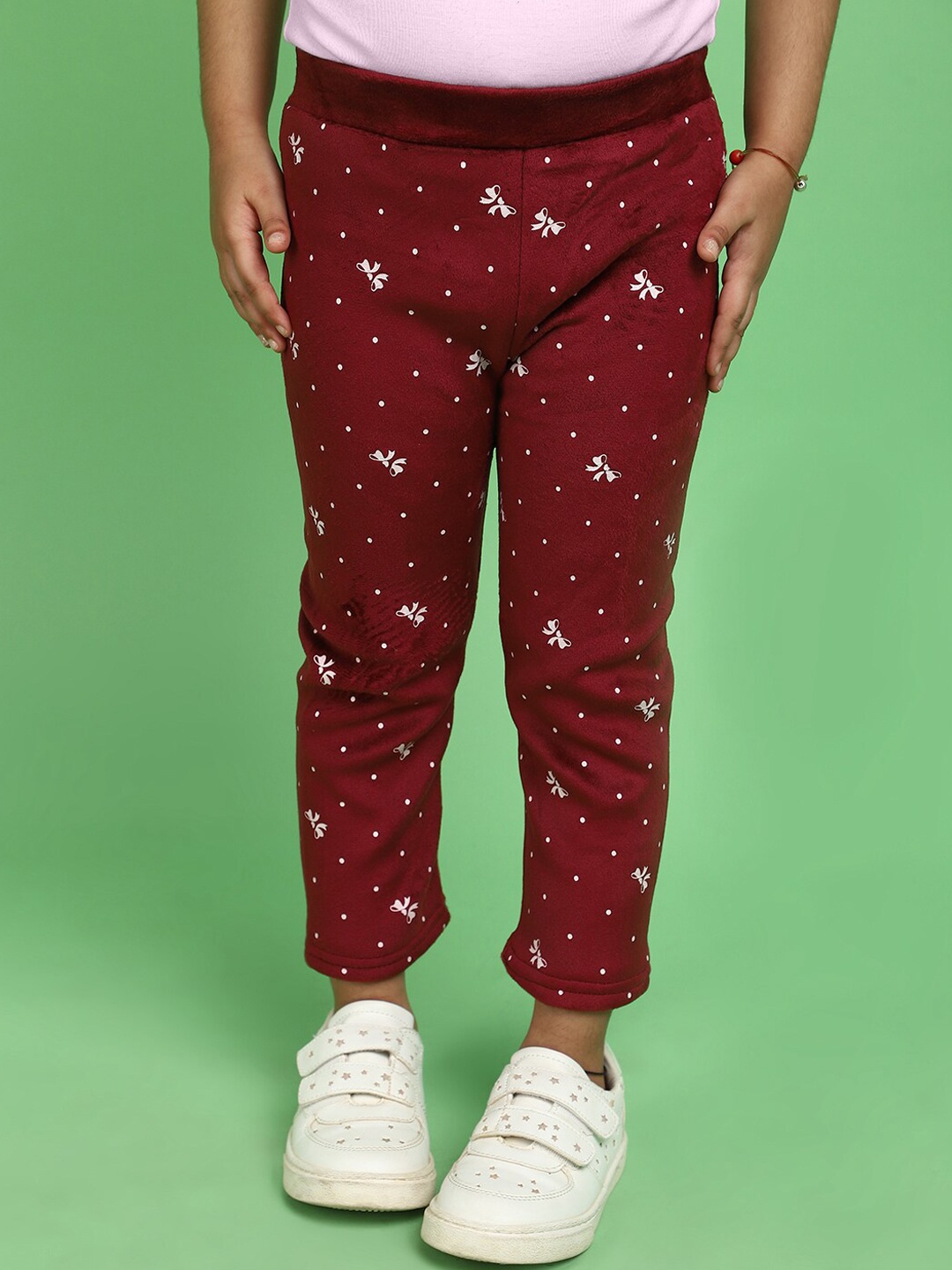 

V-Mart Girls Conversational Printed Cotton Ankle-Length Leggings, Fuchsia