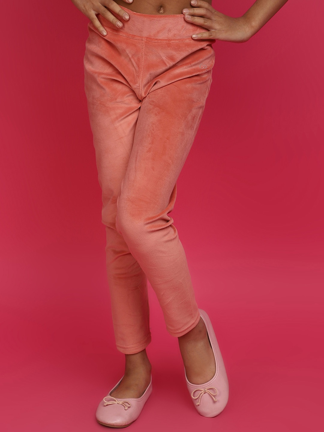 

V-Mart Girls Ankle Length Cotton Leggings, Peach