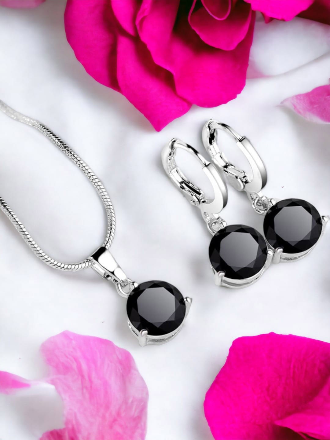 

Jewels Galaxy Silver-Plated Cubic Zirconia-Studded Necklace And Earrings