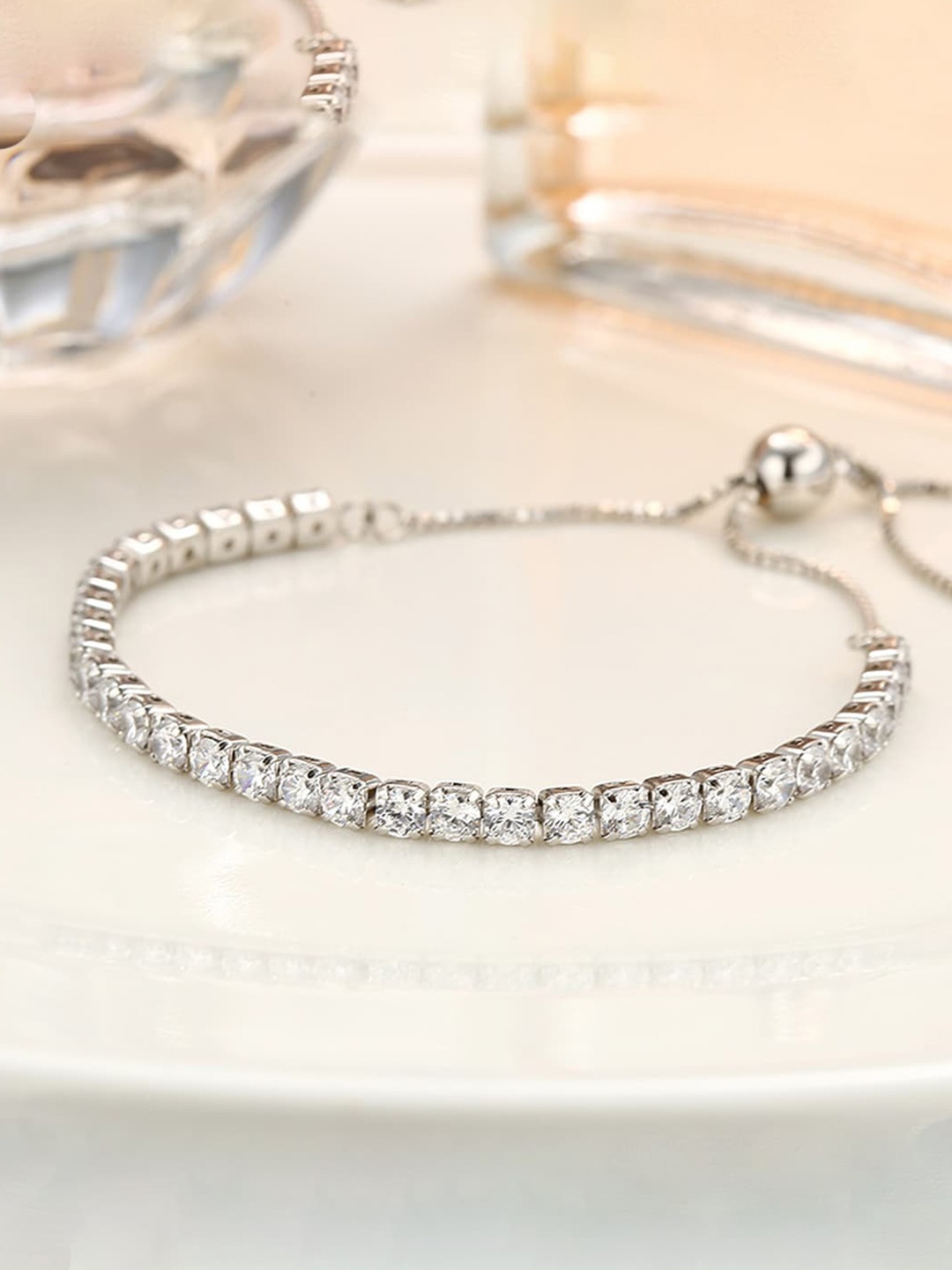 

Jewels Galaxy Women Silver-Plated Brass Cubic Zirconia Wraparound Bracelet