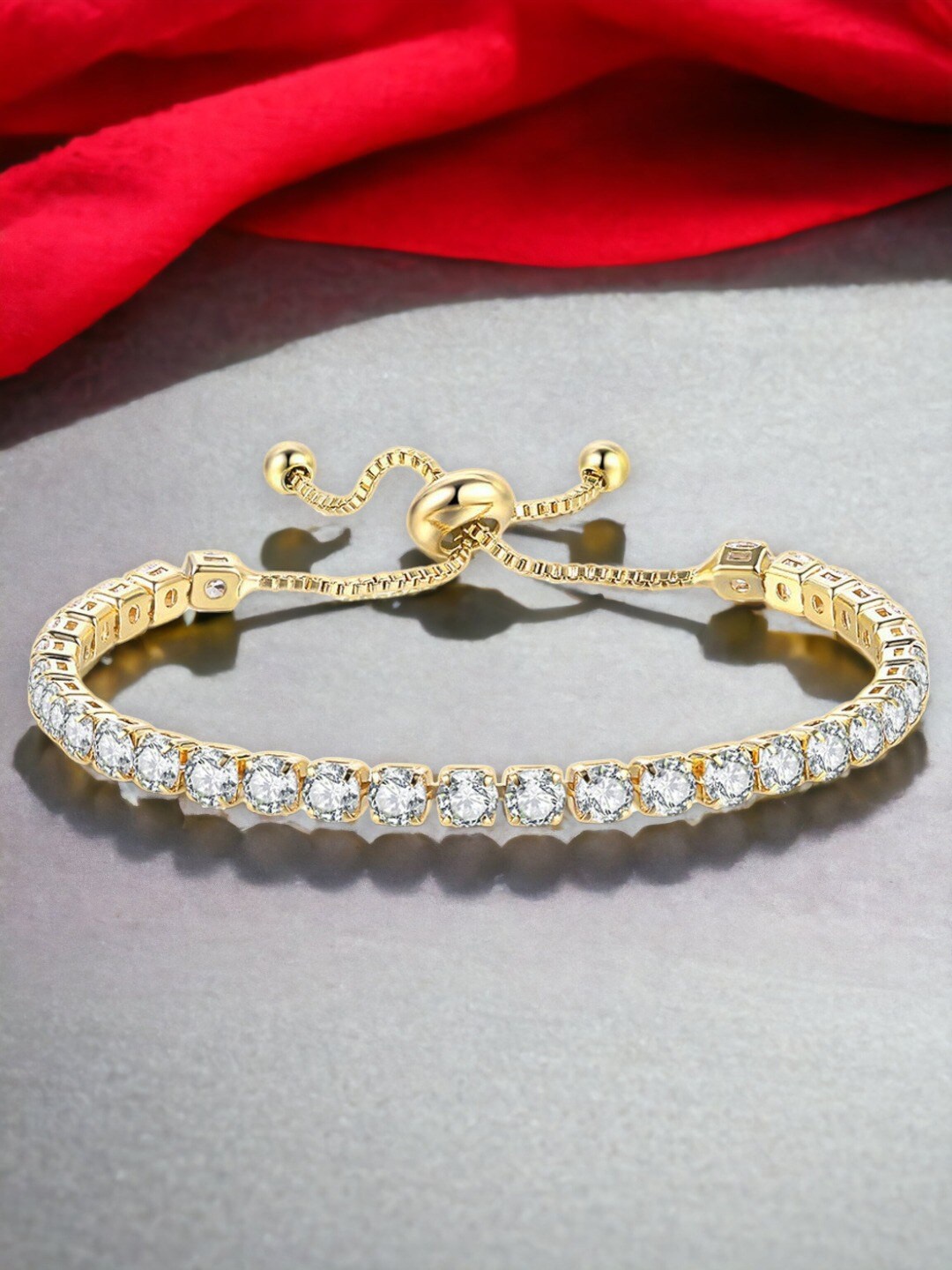 

Jewels Galaxy Gold-Plated Cubic Zirconia-Studded Wraparound Bracelet