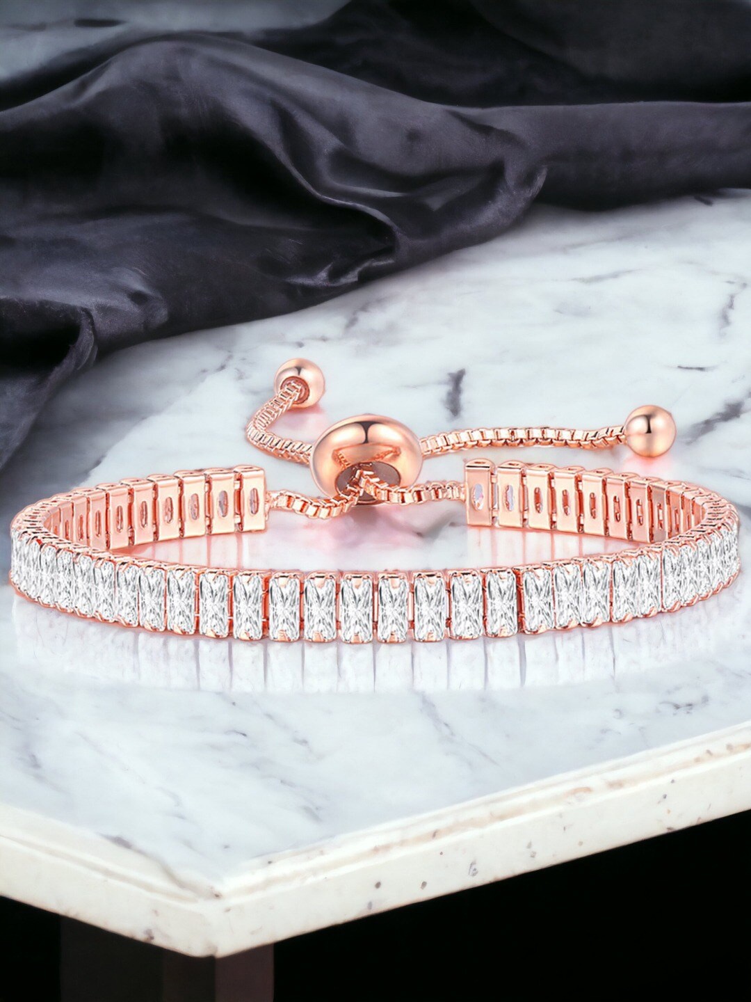 

Jewels Galaxy Rose Gold-Plated Cubic Zirconia Wraparound Bracelet