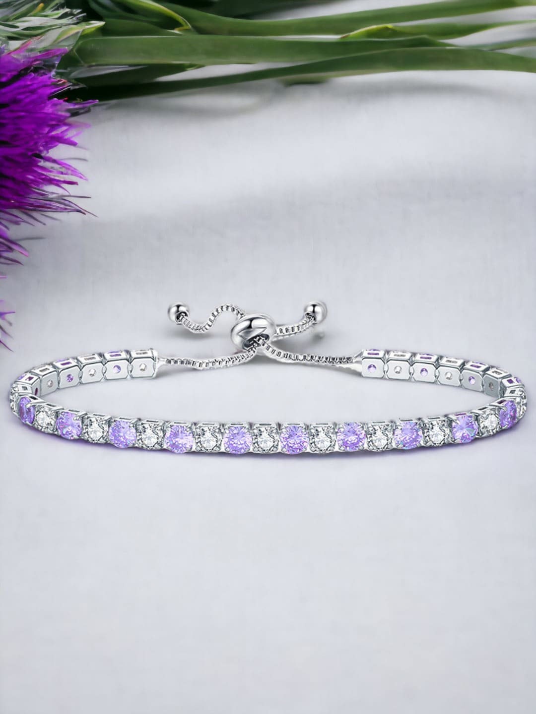 

Jewels Galaxy Brass Silver-Plated Cubic Zirconia-Studded Wraparound Bracelet