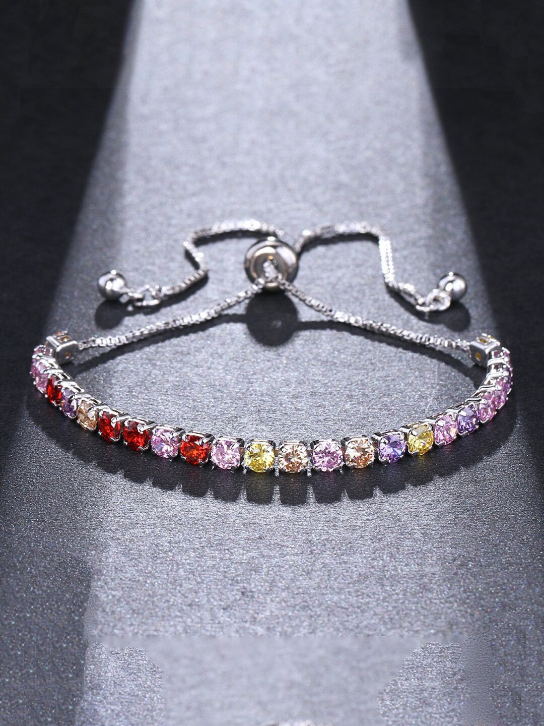 

Jewels Galaxy Silver-Plated Brass Cubic Zirconia-Studded Wraparound Bracelet