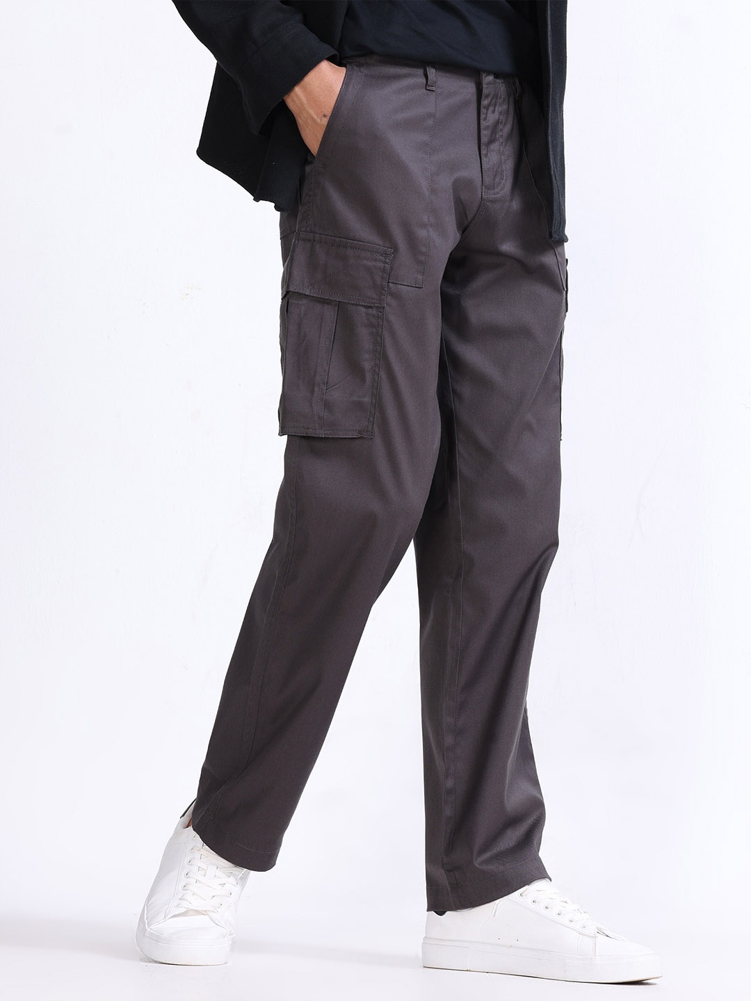 

Tailoraedge Men Relaxed Loose Fit Cargos, Grey