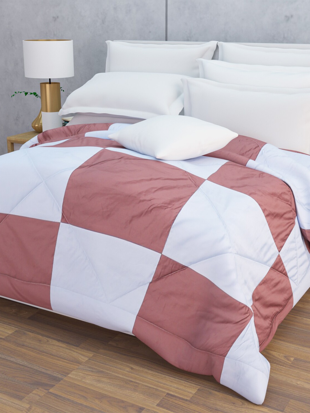 

BLUSH Brown & White Checked 150 GSM Double Bed Comforter