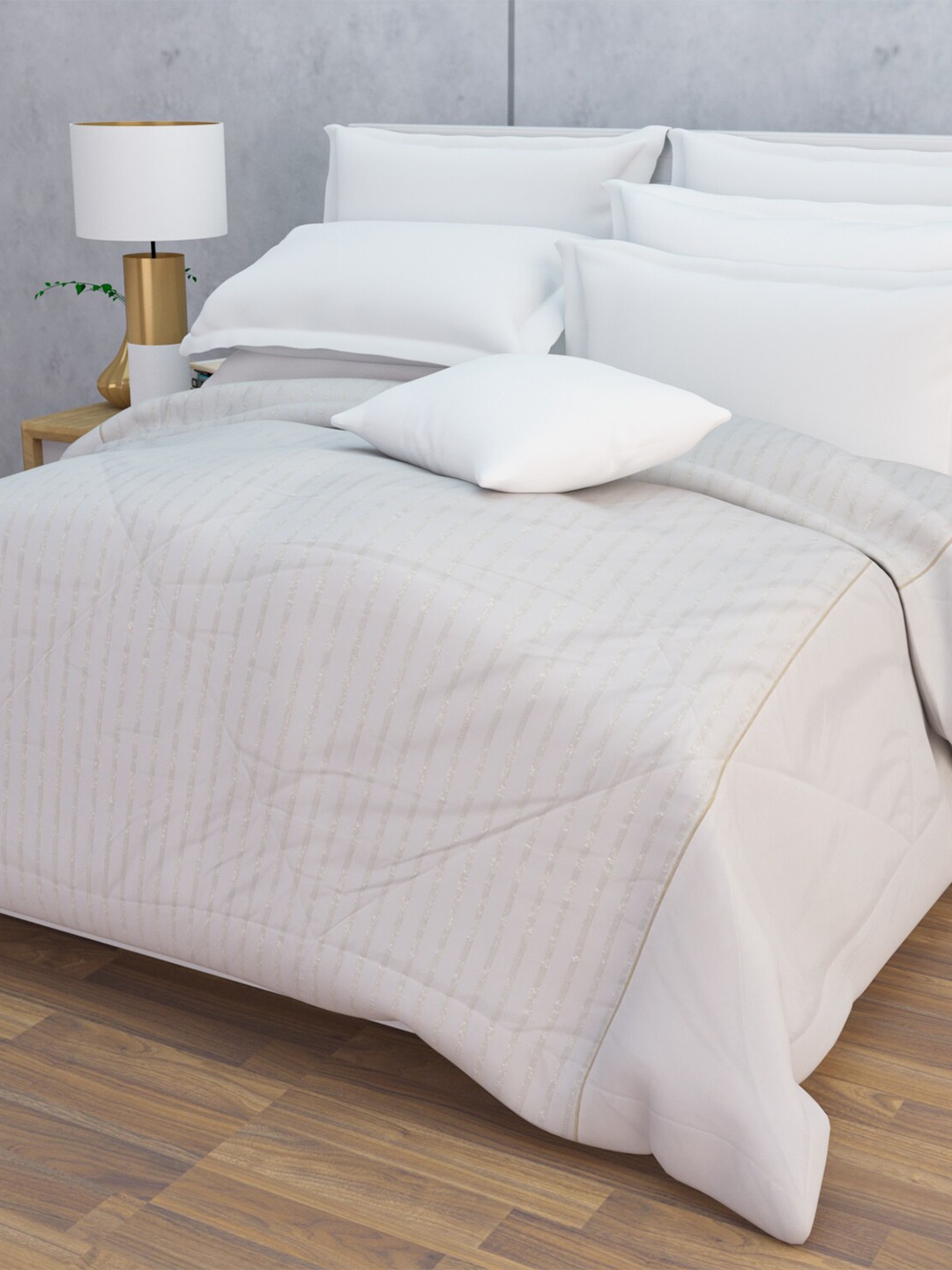 

BLUSH Off White Striped 150 GSM Double Bed Comforter