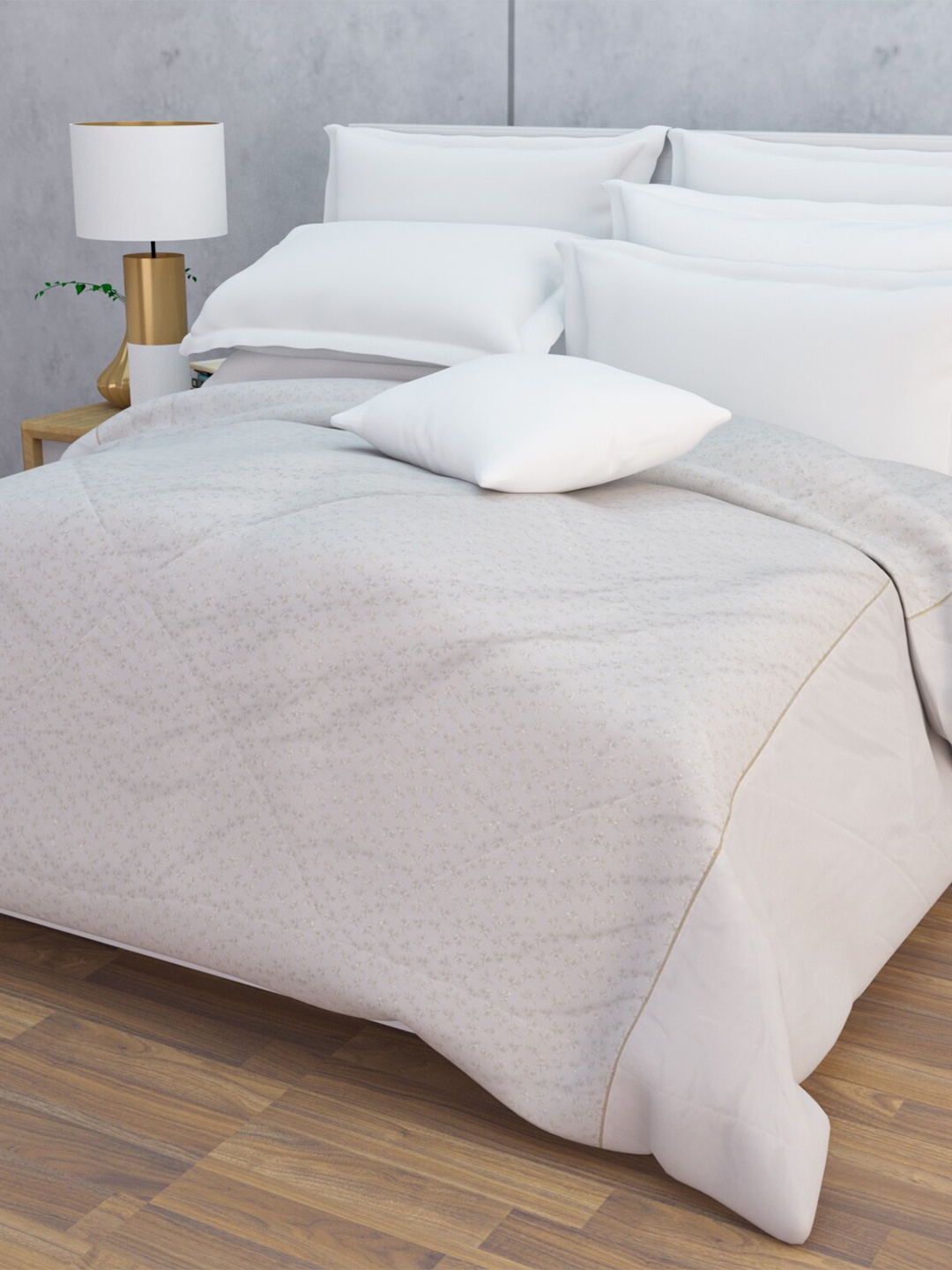 

BLUSH Grey & White Floral 150 GSM Double Bed Comforter
