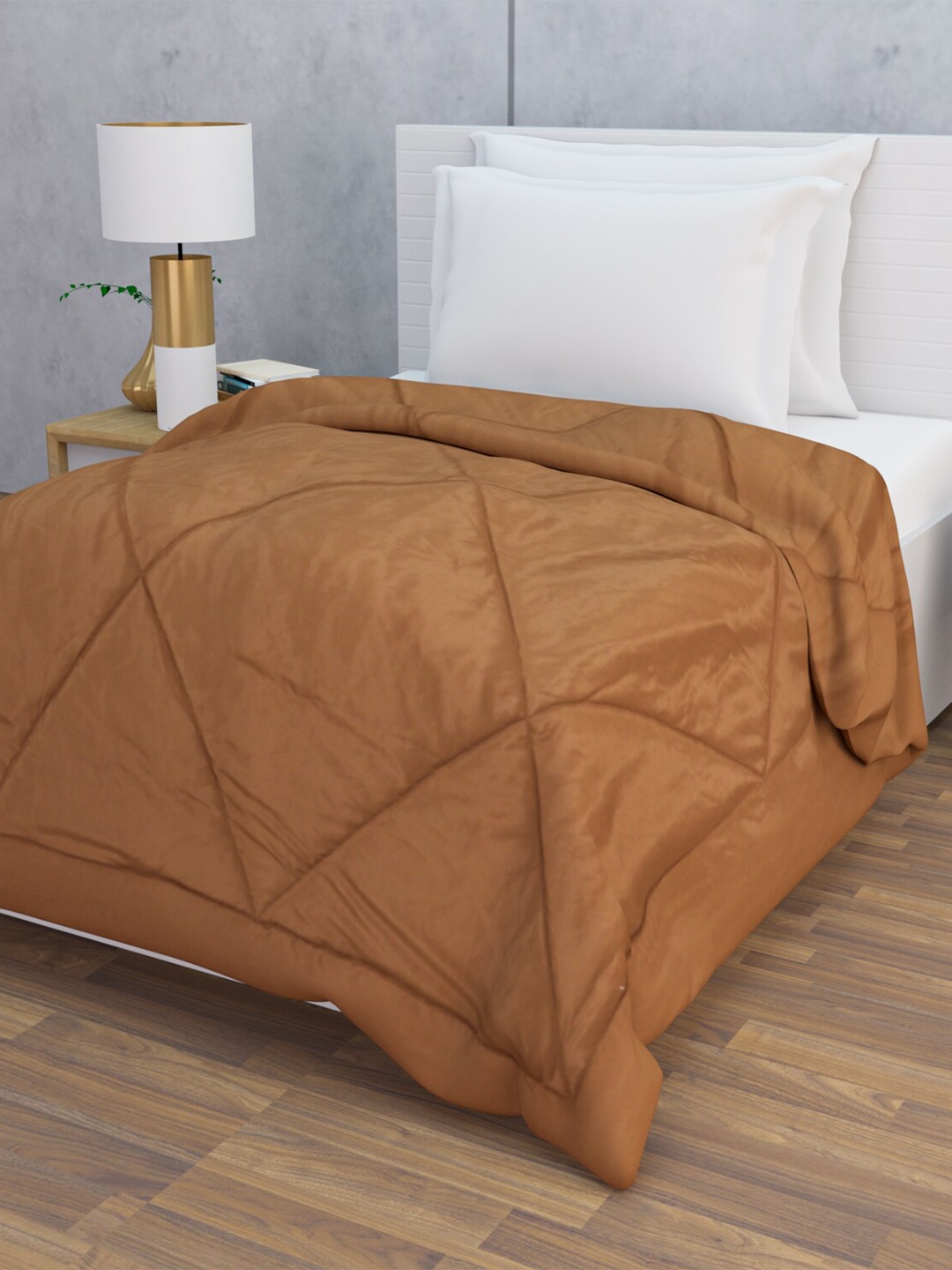 

BLUSH Frost Dyed Khaki Checked 150 GSM Double Bed Comforter