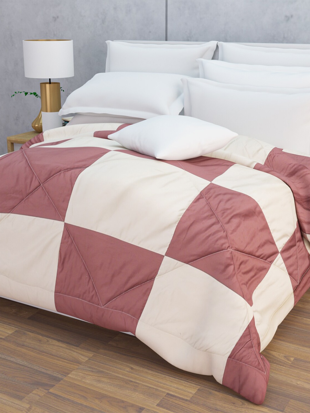 

BLUSH Cream & Brown Checked 150 GSM Double Bed Comforter