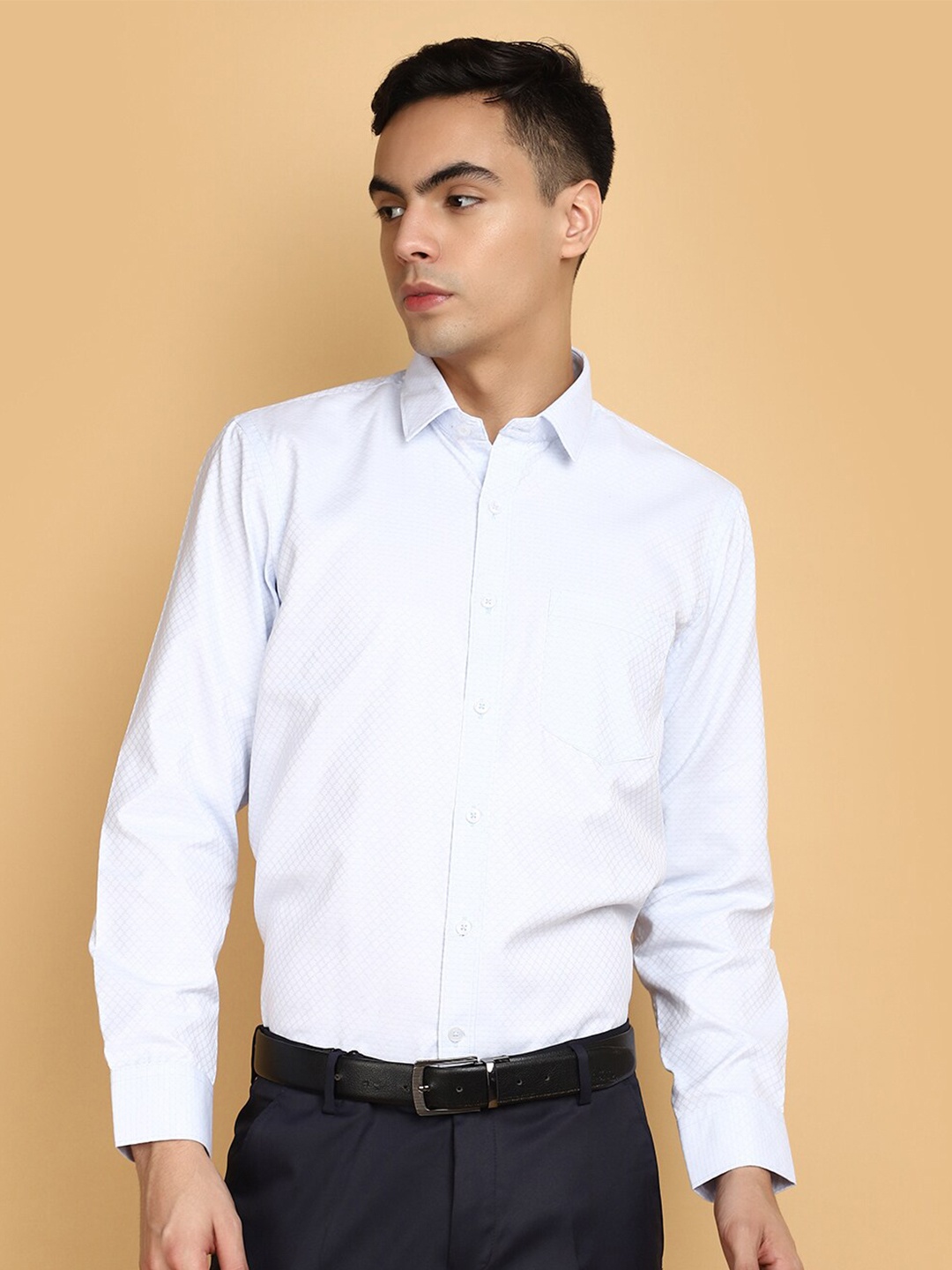 

V-Mart Self Design Cotton Formal Shirt, White