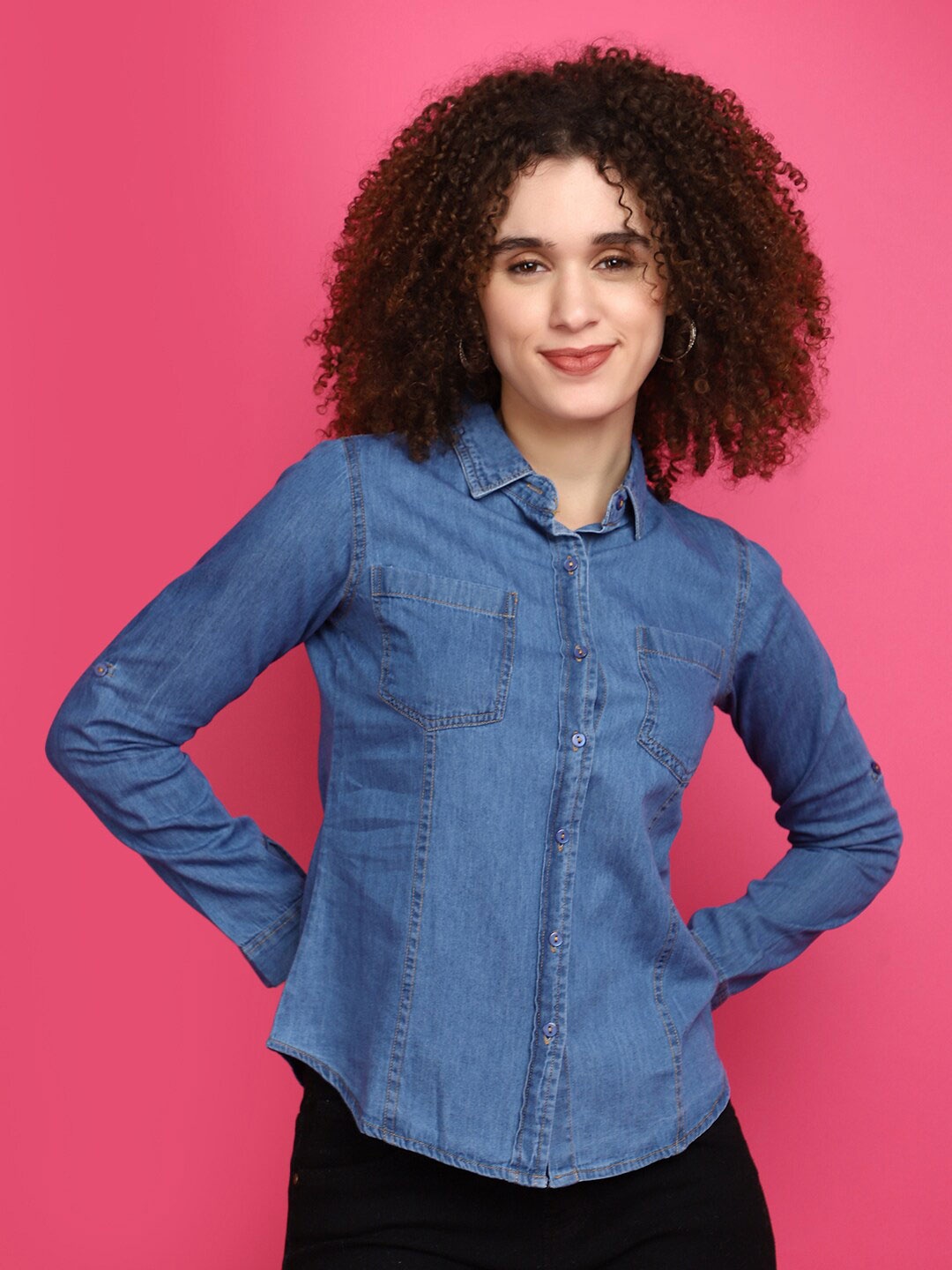 

V-Mart Long Sleeves Cotton Denim Shirt, Blue