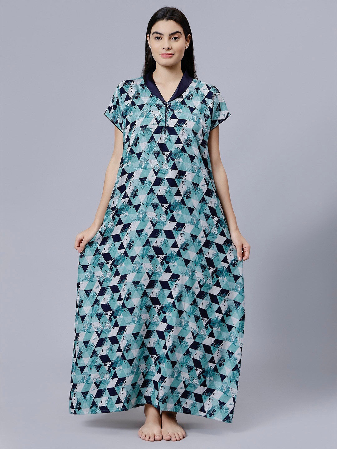 

NIGHTSPREE Floral Printed Maxi Nightdress, Green