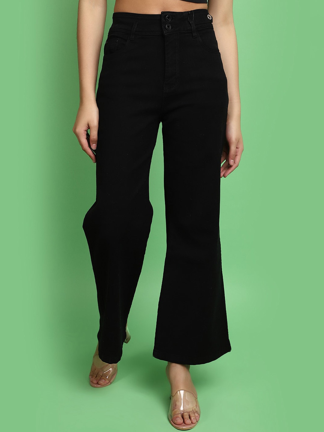 

V-Mart Women Straight Fit High-Rise Jeans, Black