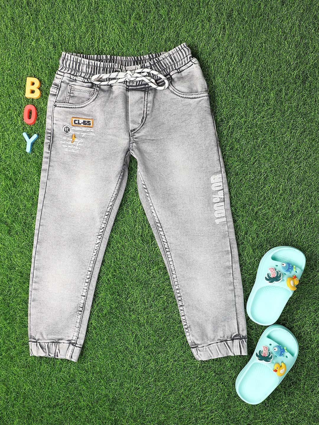 

V-Mart Boys Heavy Fade Cotton Denim Joggers, Grey