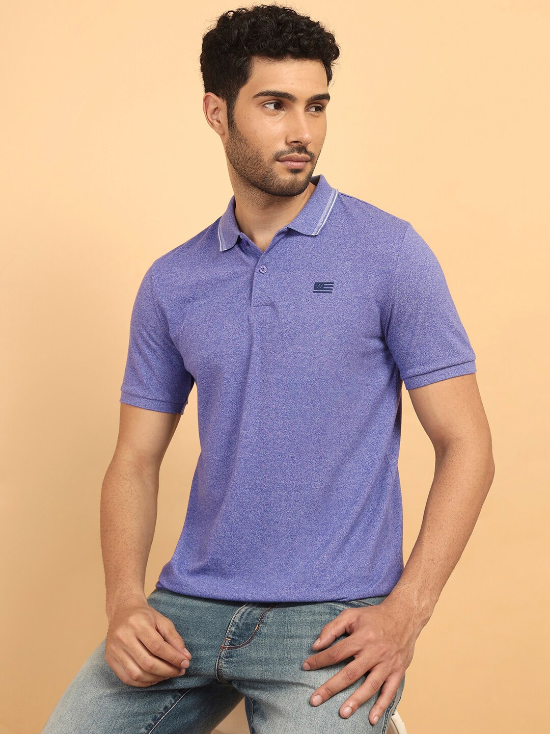 

Wrangler Self Design Polo Collar T-shirt, Purple