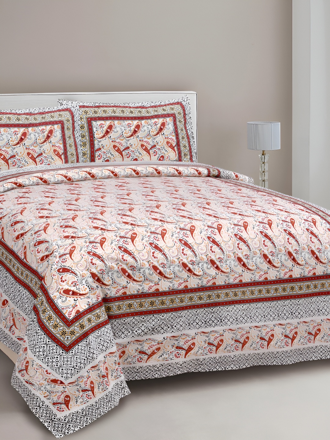 

FABROLI Brown Cotton 300 TC King Bedsheet with 2 Pillow Covers