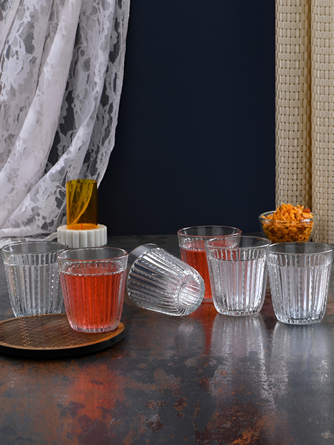 

Afast Transparent 6 Pcs Textured Dishwasher Safe Water Glass 150 ml
