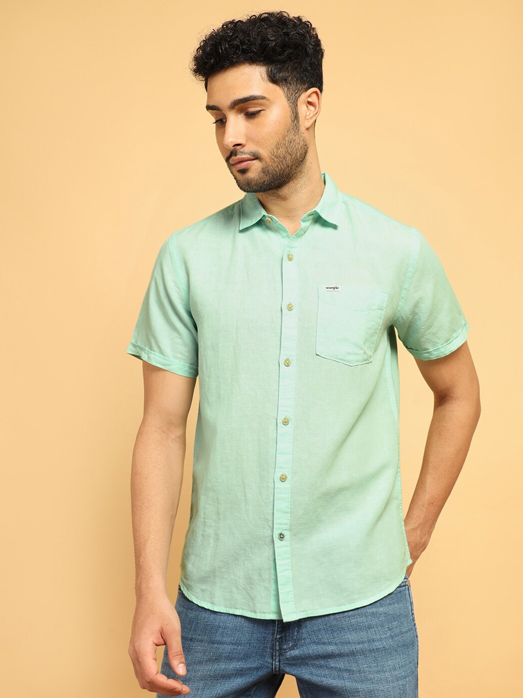 

Wrangler Regular Fit Linen Cotton Casual Shirt, Blue