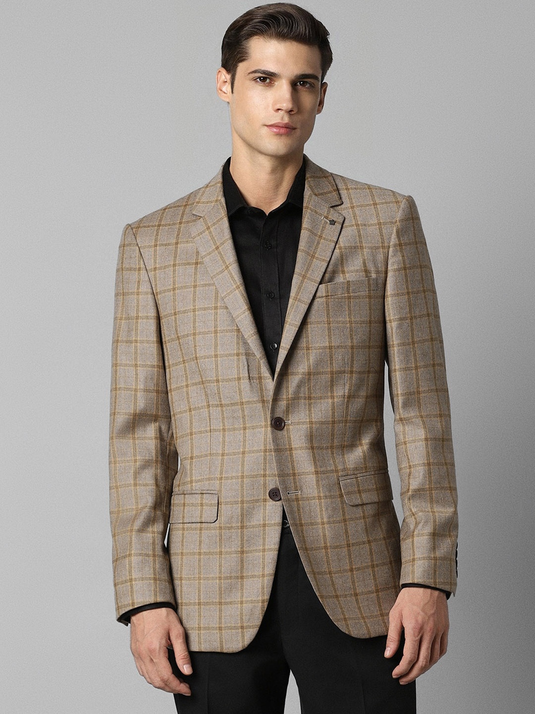 

Louis Philippe Checked Slim-Fit Single-Breasted Blazer, Brown
