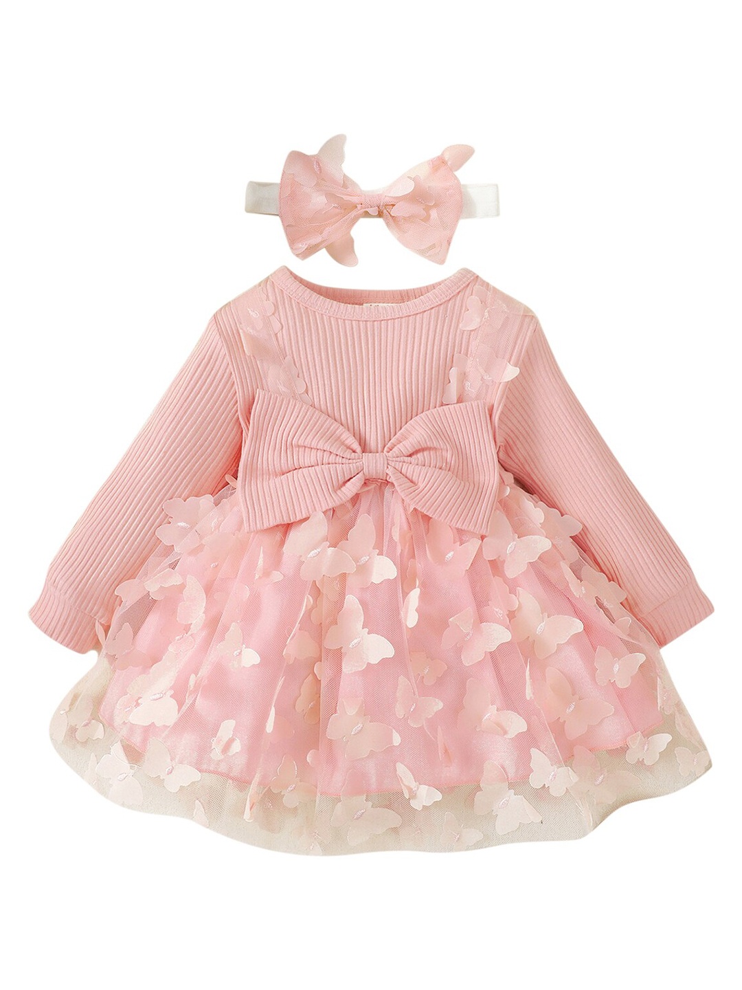 

StyleCast Girls Pink Self Design Cotton Fit & Flare Dress