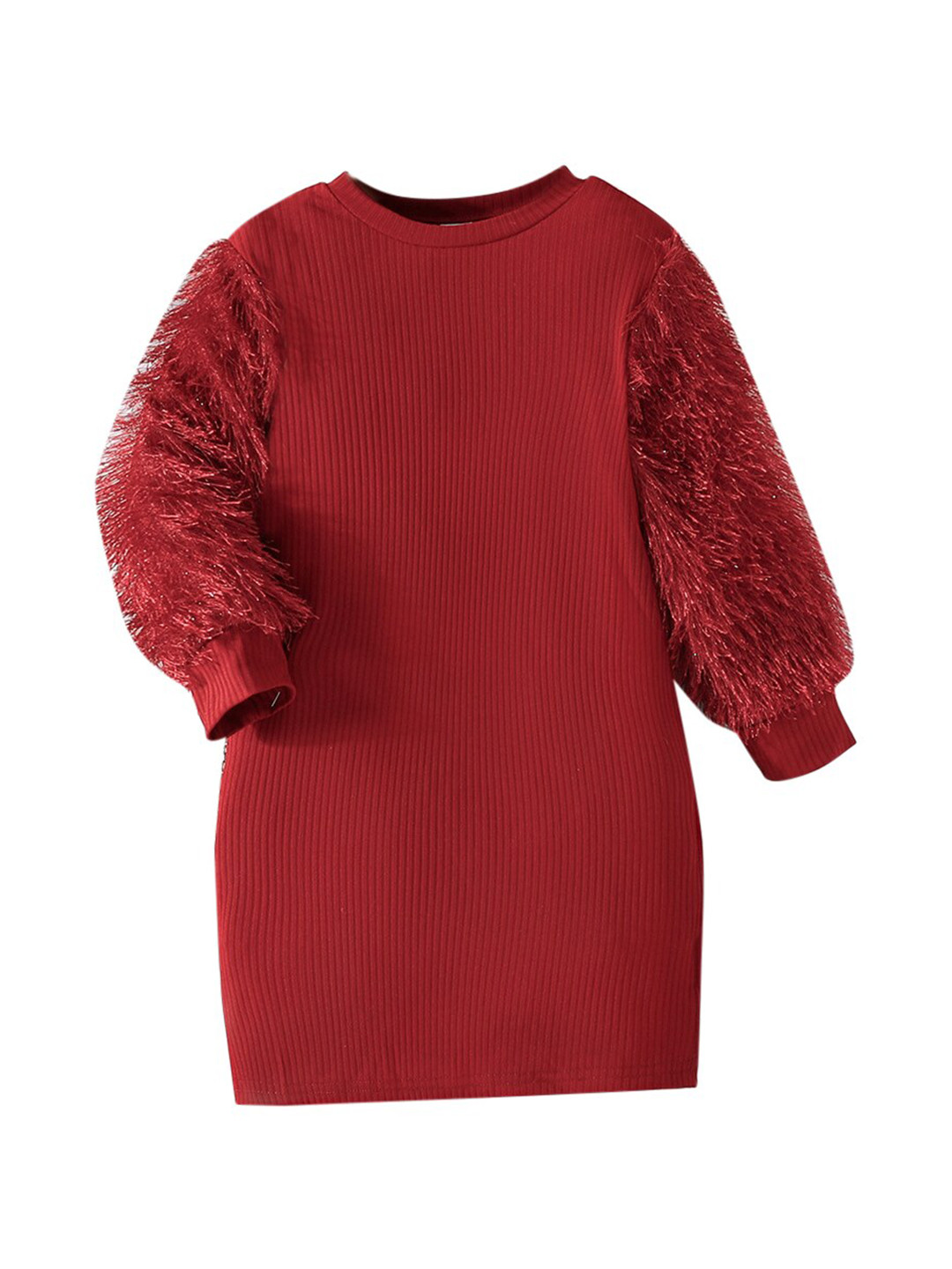

StyleCast Maroon Girls Long Sleeves Fringed Sheath Mini Dress