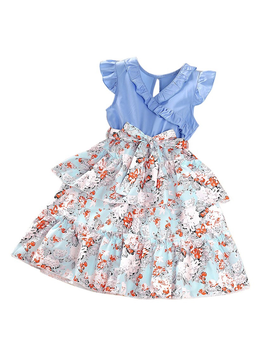 

StyleCast Girls Blue Floral Printed A-Line Dress