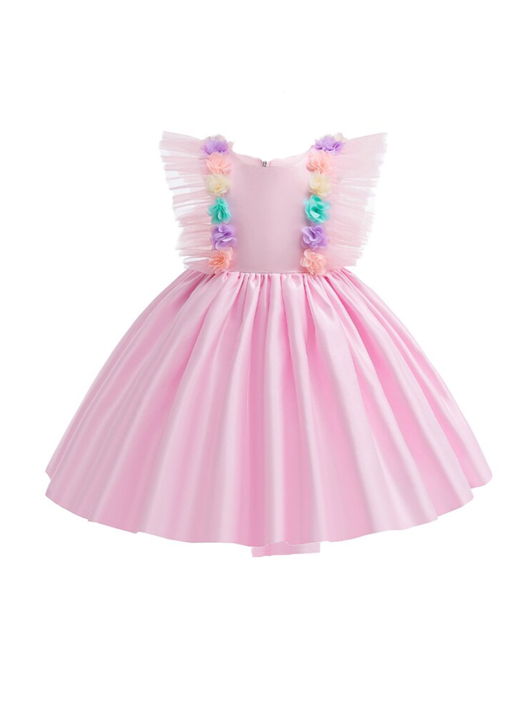 

StyleCast Girls Pink Applique Ruffles Gathered Gown Dress