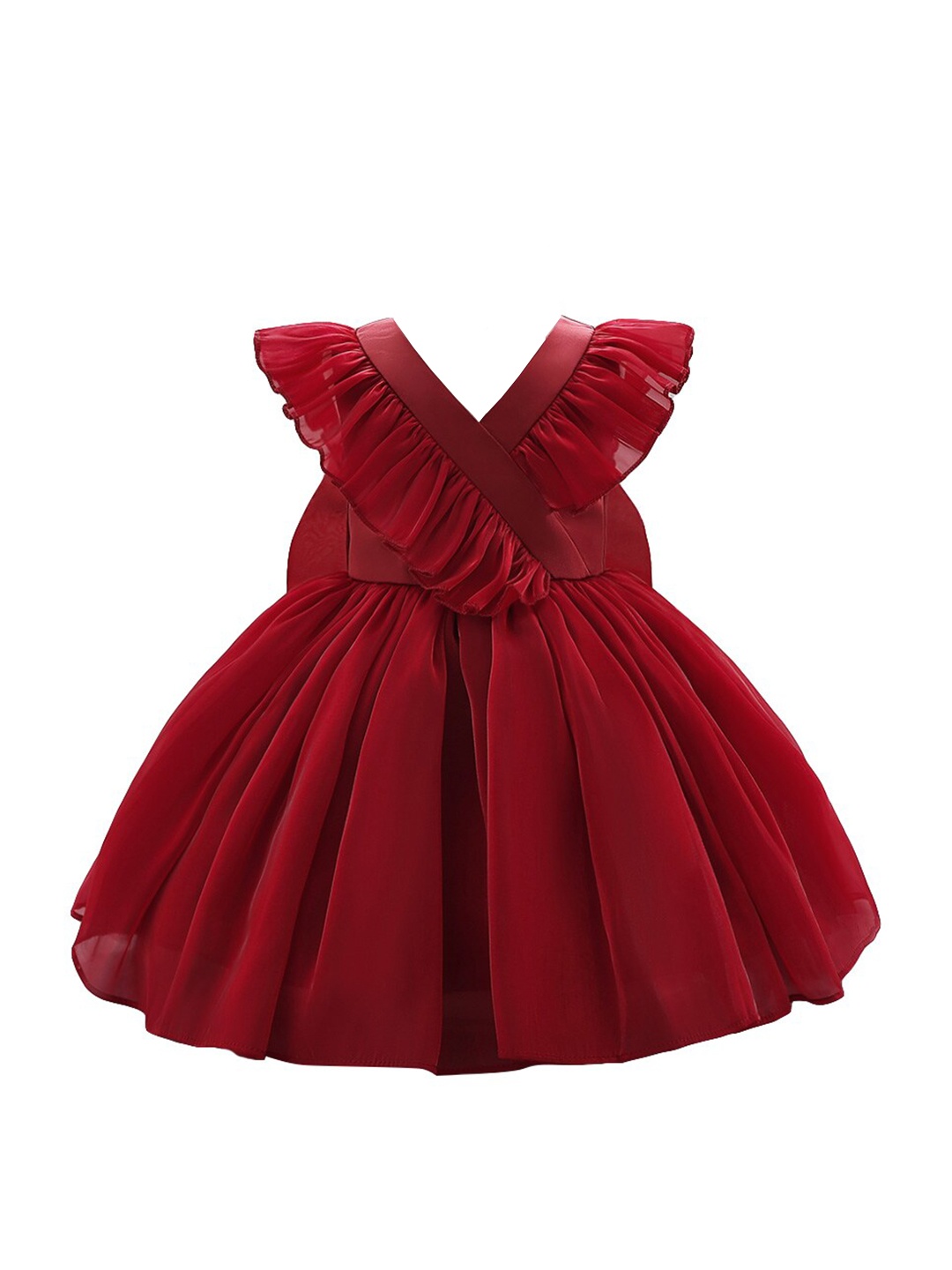 

StyleCast Girls Maroon V-Neck Balloon Dress
