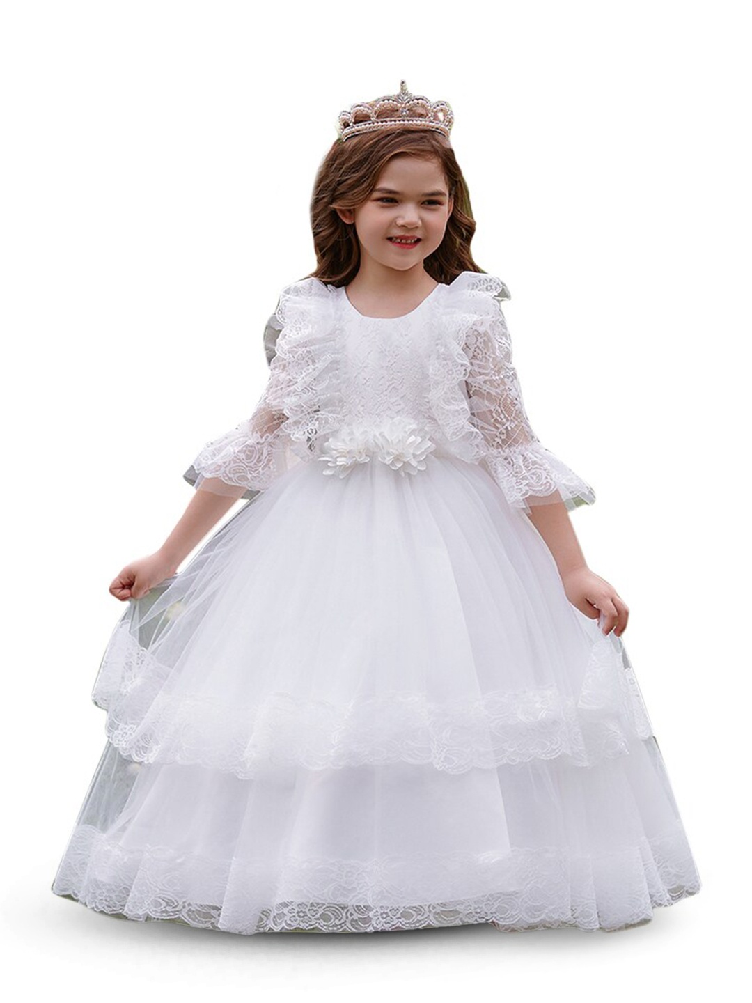 

StyleCast Girls White Self Design Maxi Dress