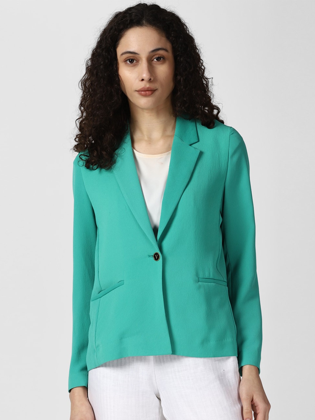 

Van Heusen Woman Textured Slim-Fit Single Breasted Blazer, Green