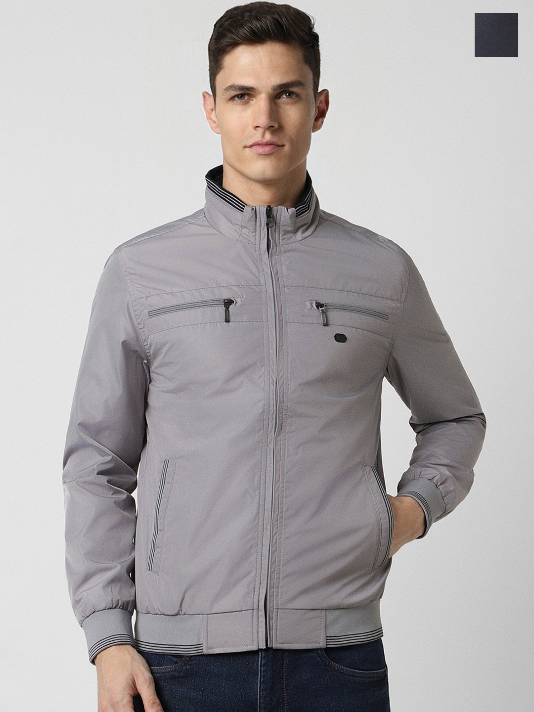 

Peter England Casuals Reversible Bomber Jacket, Grey