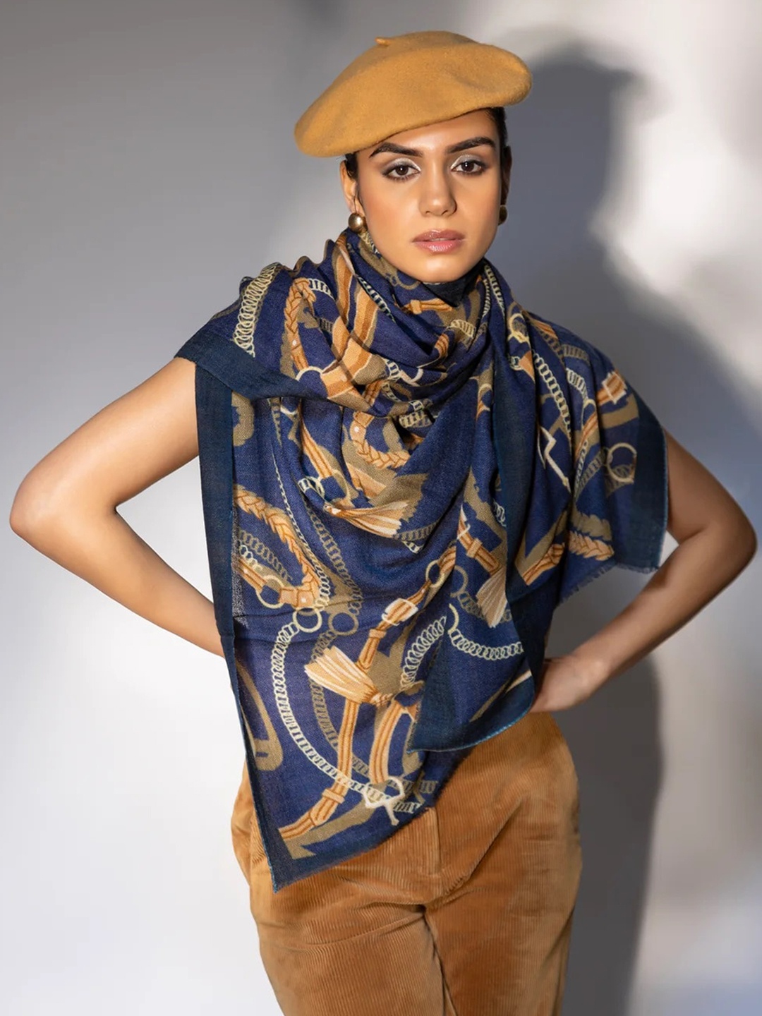 

MODARTA Printed Shawl, Blue